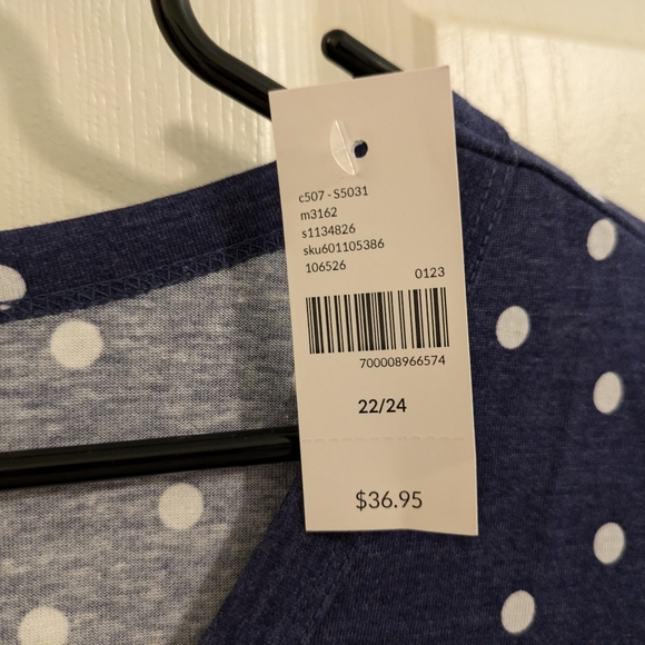 New with tags! Purple tee with white polka dots, size 22/24 - Picture 6 of 13